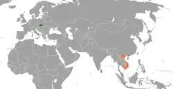 Map indicating locations of Slovakia and Vietnam