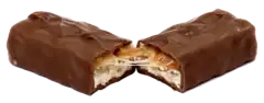 A split Snickers bar