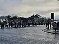 Prevented from attending a funeral, mourners line the main street of Maynooth to pay their respects to the departed, December 2020.