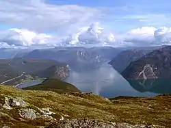 View of Kaupanger (left) from Storhaugen mountain