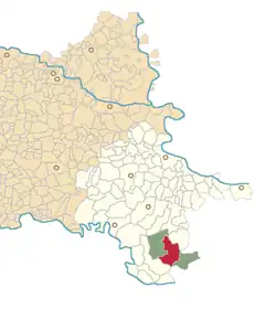 Map of Soljani within the municipality and the county