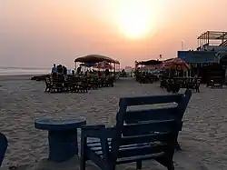 Labadi Beach as seen in the daylight (left image)