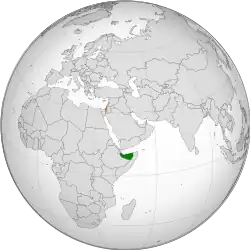 Map indicating locations of Somaliland and Israel