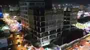 Construction site at night in 2021.