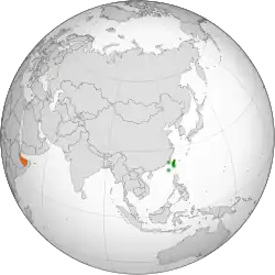 Map indicating locations of Taiwan and Somaliland