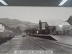 Looking up from the railway station at the base