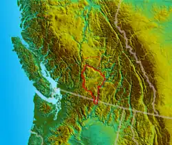 Location map of the Thompson Plateau; dotted line is boundary of the Bonaparte Plateau.