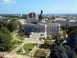 View of the South Carolina State House with the Confederate Monument in front