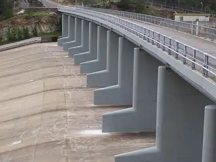 Bridge over spillway