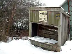 Snow covers a derelict stand in South Raub