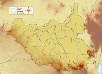 Map showing the location of Bandingilo National Park