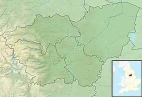 A relief map of South Yorkshire