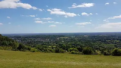 View of Surrey and Sussex Weald from Colley Hill