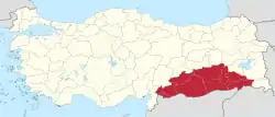 Location of Southeastern Anatolia Region