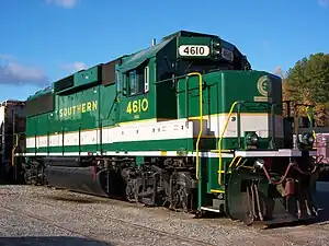 NS#4610, a GP59 owned by the Norfolk Southern RR, painted in Southern Railway scheme