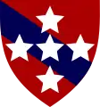 Southern Command Royal Engineers (Red with a blue diagonal line and white stars)