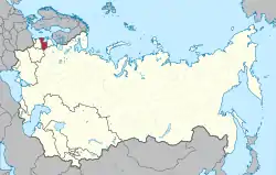 Location of Latvia (red) within the Soviet Union (cream)