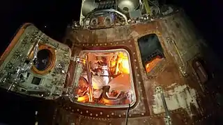 Apollo 17's Command Module America flew Gene Cernan, Ronald Evans, Harrison Schmitt, and five mice to the Moon in NASA's last crewed lunar mission, 1971