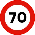 R-301Maximum speed limit (70 km/h)