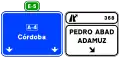 S-366Signs on the highway or dual carriageway road. Immediate exit to conventional road and own direction