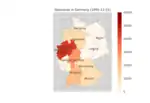 Spaniards in germany per bundesland in 1995