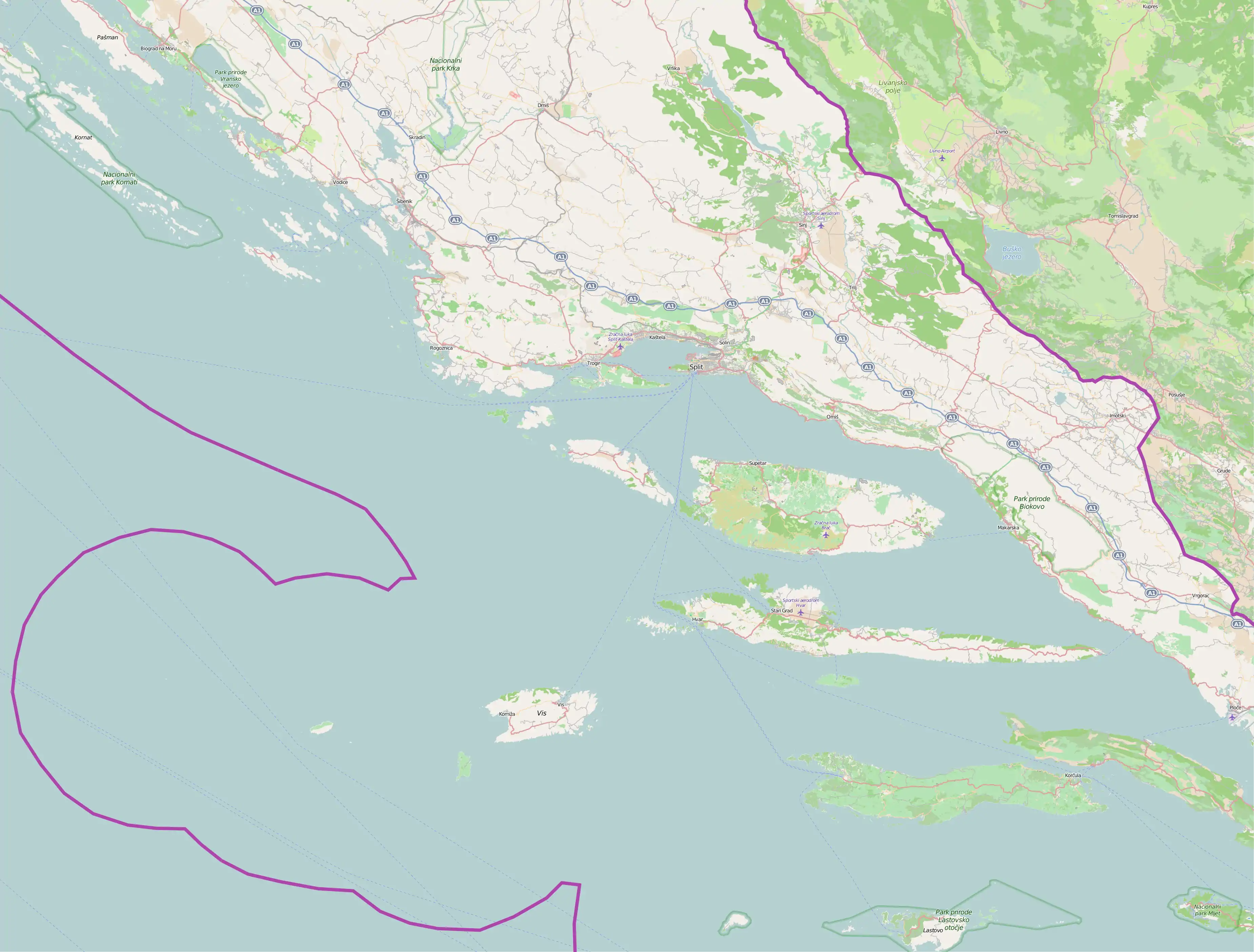 Komiža is located in Split-Dalmatia County