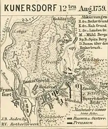 Detailed map showing the Russian entrenchments on the high ground