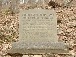 Marker at Boone's original burial site.