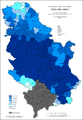 Share of Serbs in Serbia by municipalities 2002.