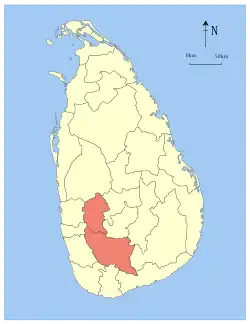 Area map of Sabaragamuwa, Sri Lanka