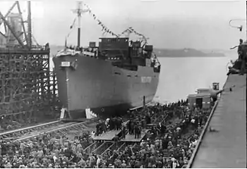 Launch of SS Ashby Park at the Pictou Shipyard in 1944