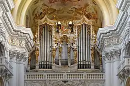 Organ loft with the Bruckner organ