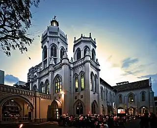 Saint Joseph's Church as seen with many parishioners attending a Good Friday procession (photo stretched)