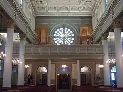 Looking down the nave toward gallery