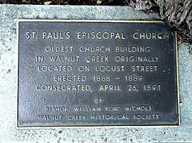 Plaque at St. Paul's Episcopal Church