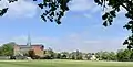 Alleyn's main building (right) and Saint Barnabas' Church (left)