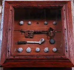 Archaeological finds from the Battle of Alton, on display in the Church of St Lawrence