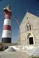 View of lighthouse and St. Paul's Church