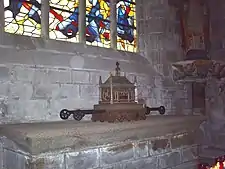 Reliquary holding relics of St Ronan at Locronan.