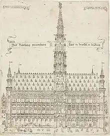 Brussels' Town Hall, engraving by Melchisedech van Hoorn, 1565