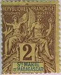  French postage stamp from 1892 for the colony of Sainte Marie de Madagascar