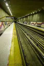 Interior of the Verdun metro station, seen from the west end.