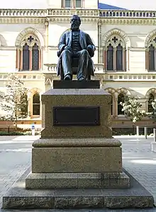 Statue of foundation philanthropist, Sir Walter Watson Hughes, facing North Tce.