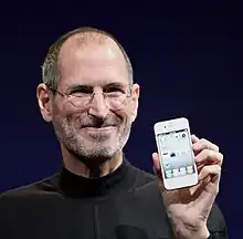 Image 7Apple co-founder and longtime leader Steve Jobs (pictured in 2010) led the introduction of many innovations in the computer, smartphone and digital music industries. (from Entrepreneurship)