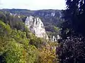 The Stiegelefelsen at Fridingen at the Danube break-through of the Swabian Alb.