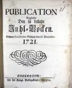 Stockholm authorities ban Yule goats, 1720.