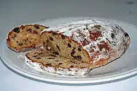 Sliced stollen on a plate