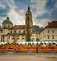 Pogačar Square in front of the cathedral