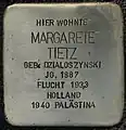 Stolperstein für Margarete Tietz