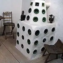 Traditional clay stove from Serbia, in the Ethnographic Museum (Belgrade, Serbia)